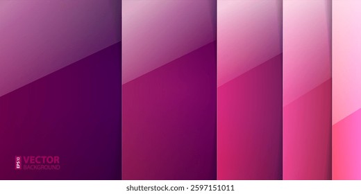 Pink, purple and violet shiny rectangle layers with realistic shadows abstract background. RGB EPS 10 vector illustration