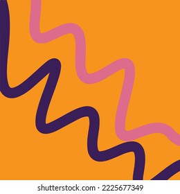 Pink and purple wave pattern vector on orange background. Suitable for textile prints.