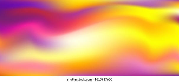 Pink purple yellow gradient wavy fluid vector background. Cool gradient texture banner backdrop