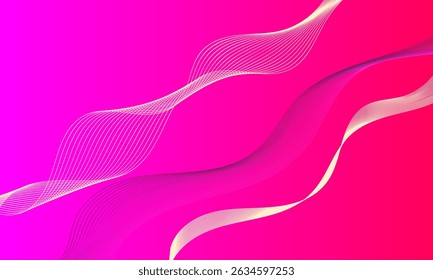 pink purple with yellow lines wave curves on smooth gradient abstract background