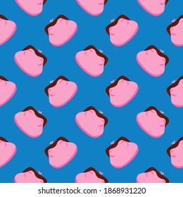 Pink purse for money,seamless pattern on blue background.