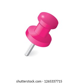 Pink push pin isolated on a white background