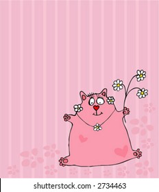 pink pussycat color cute love animal pink vegetation flower nail cat hook pets carnivore caricature affection satisfaction painting claws comic ornament image joy precious happiness vertebrate purr ro