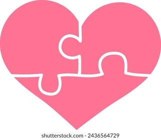 pink puzzle heart with flat illustration