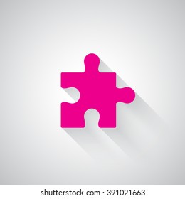 Pink Puzzle web icon on light grey background
