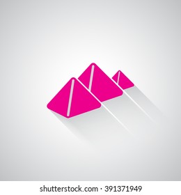 Pink Pyramids web icon on light grey background