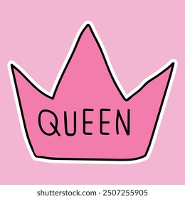 Pink Queen Crown with Bold Text on Pastel Background for Empowerment and Feminist Themes