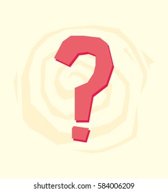 pink question mark on yellow background. vector EPS10