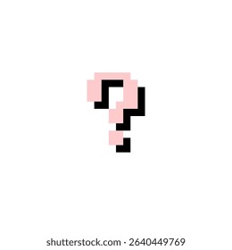 pink question mark pixel art with shadow on white background