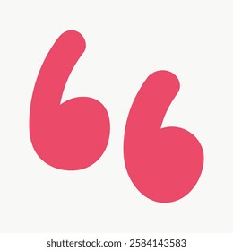 Pink quotation marks on a white background. Bold pink quotation marks. Simple design with pink quotation marks. Minimalist style with pink quotation marks. Vector isolated on white.