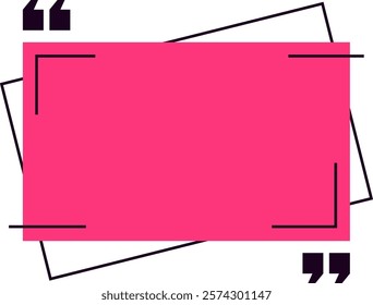 Pink quote box with black lines and quotation marks framing empty space, ideal for inserting text and creating engaging social media content or website banners