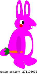 Personaje de conejo rosa en estilo lindo simple, ideal para niños y dibujos animados de animales.