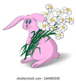 pink rabbit with daisies
