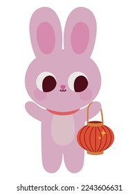 pink rabbit design with a chinese lamp