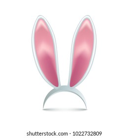 Pink rabbit ears isolated on white background. Vector illustration.