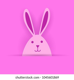 Pink Rabbit Easter Symbol On Pink Background Holiday Greeting Card Decoration Design Vector Illustration