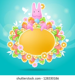 Pink rabbit of easter theme. Vector illustration