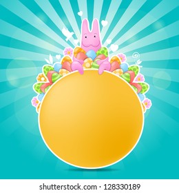 Pink rabbit of easter theme. Vector illustration