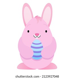 Pink rabbit with an egg in its paws