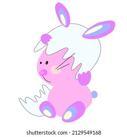 pink rabbit with egg vector 