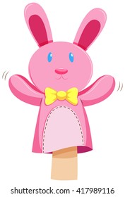 Pink rabbit hand puppet illustration