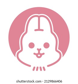 Pink rabbit head vector icon illustration