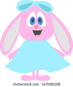 Pink rabbit, illustration, vector on white background.