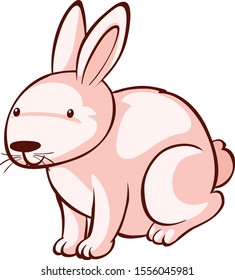 Pink rabbit on white background illustration