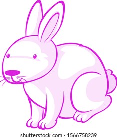 Pink rabbit on white background illustration
