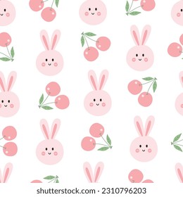 Pink rabbit seamless patterns. animal cartoon background. Hand-drawn design in cartoon style. design for Newborn apparel, textiles, wallpaper, decoration