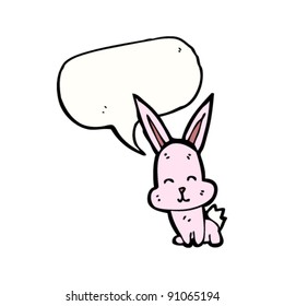 conejo rosa con viñeta de burbuja de habla