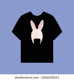 Pink rabbit tshirt templates. Adorable vector clip art for your t-shirt design.