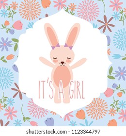 Pink Rabbit Wit Bow Baby Shower Its A Girl