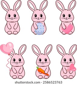 Pink rabbits without background vector image