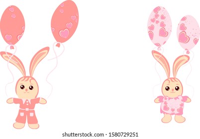 Pink rabbit.White background.Vector illustration.For prints, books, bags Wallpaper, textiles, greeting cards.