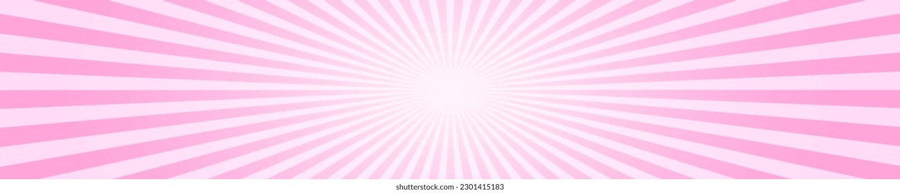 Pink radial stripes. Rosy sunburst or sunrise, impact or surprise effect, comic manga design. Circus or carnival background. Bubble gum, lollipop candy, ice cream texture. Vector cartoon illustration