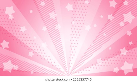 Pink radiation with popping stars Background illustration.