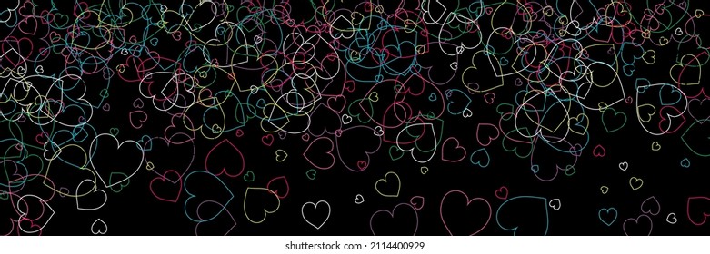 Pink Rainbow Green Multicolor White Romantic Background. Transparent Purple Colorful Confetti Modern Art Pattern. Black Party Neon Red Vector Modern Design. Blue Violet Love Hearts Rainbow Style.