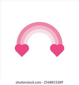 Pink rainbow love vector illustration, valentines day pattern icon vector illustration. Isolated on white background. 