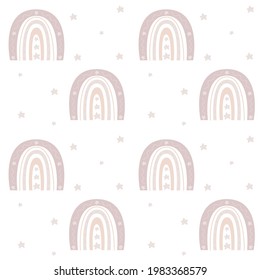 Arcos rosados con estrellas. Patrón sin inconvenientes en el estilo de los niños boho