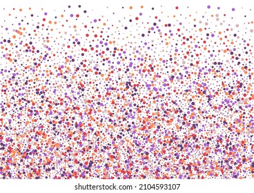 Pink Random Circle Background. Side Dot Illustration. Multicolor Round Falling Frame. View Confetti Texture.
