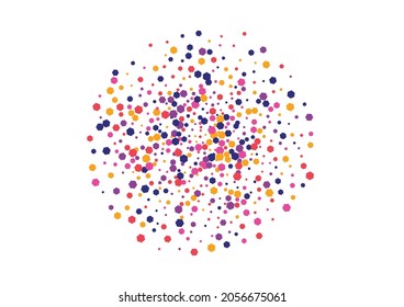 Pink Random Dot Background. Circle Carnaval Illustration. Red Round Carnival. Confetti Orange Isolated Frame. Gift Texture.