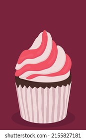 rosafarbene Himbeerbeerbeerbeertortmuffin mit Sahne für den Urlaub süß