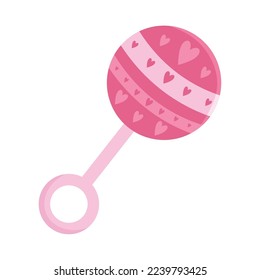 pink rattle icon on white background
