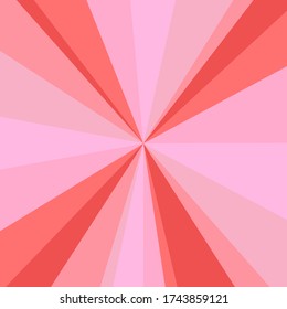 Pink rays background meeting in the middle center of the image. Simple illustration with different reddish color tones. Graphic decoration for wallpaper or back for printing or web design. Feminism