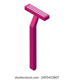 Pink razor standing up in isometric view, ideal for hygiene and beauty concepts