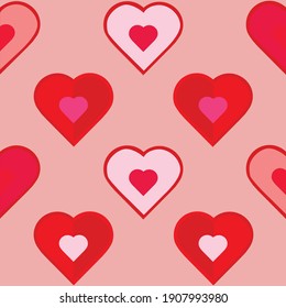 Pink and read hearts pattern pretty valentines day packaging design vector with heart