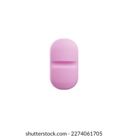 Pink realistic medical pill with cutting strip 3D style, vector illustration isolated on white background. Pharmaceutical drug, healthcare and treatment, design element