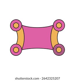 A pink rectangle is attached to four orange circles with black outlines.