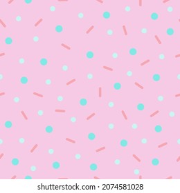 Pink Rectangle and Turquoise Circle with Pink Seamless Pattern Background Illustration